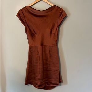 New! Saints + Secrets Mini Slip Dress in Chocolate Size Small-small flaw